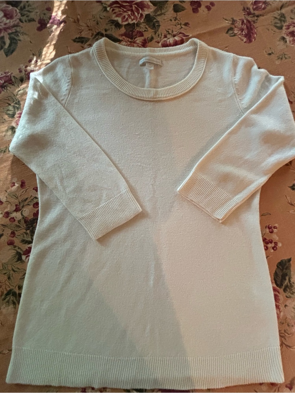 New York & Company Cream Knit Crewneck Top